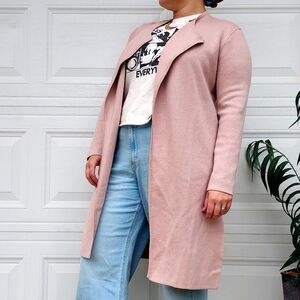Pink Longline Lillusory Blush Open Front Waterfall Cardigan